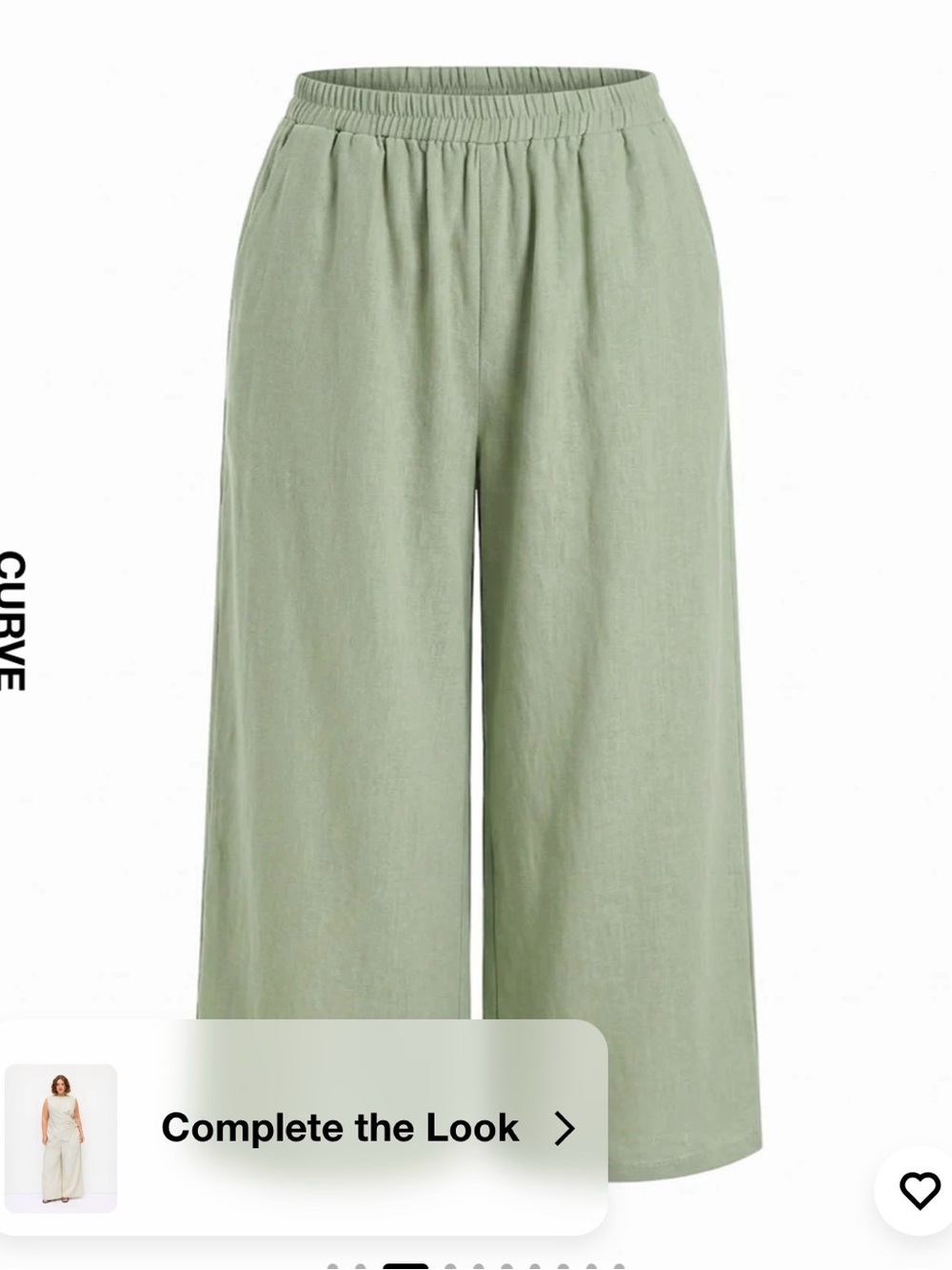NWT ciderLight Green Linen Blend Two-Piece Set - Sleeveless Top & Wide-Leg Pants - Picture 3 of 7